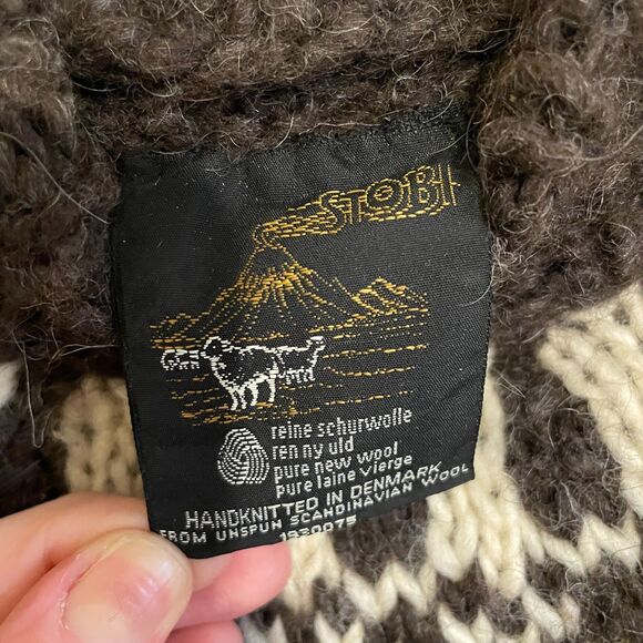 Vintage | Brown/White Stobi Nordic Handknit Wool Sweater XL - Picture 3 of 6